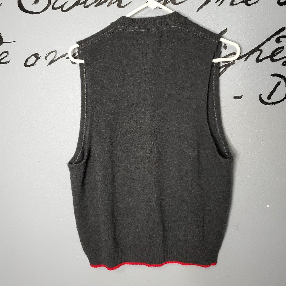 Vintage 60s Men's Sweater Vest, Black & Red, M - Picture 3 of 3